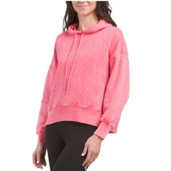 NWT HARMONY & BALANCE Oversized Cotton Washed Jacquard Hoodie Size M - Picture 1 of 6